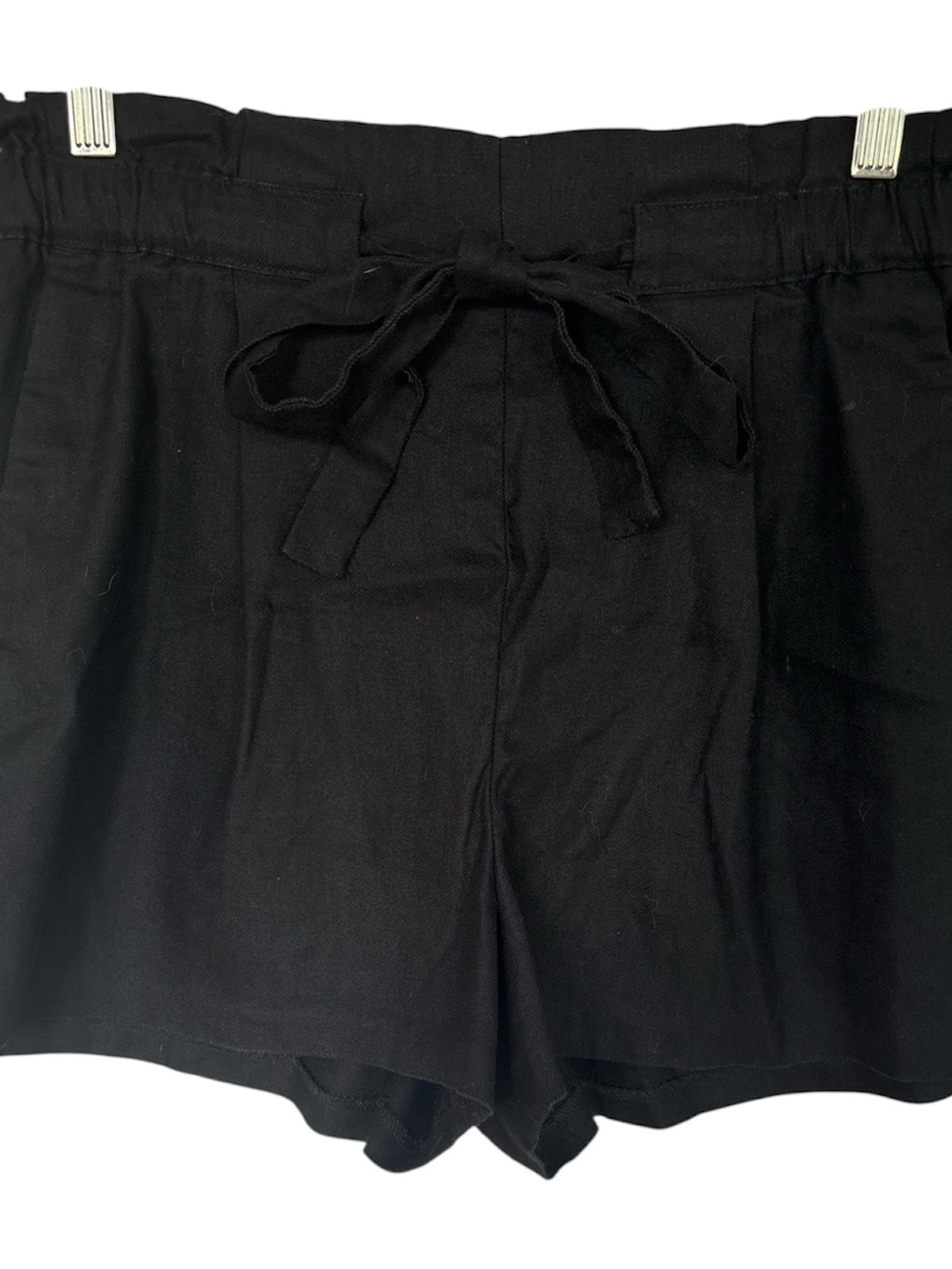 Express Women's Shorts Shortie High Rise Black Linen Tie Waist